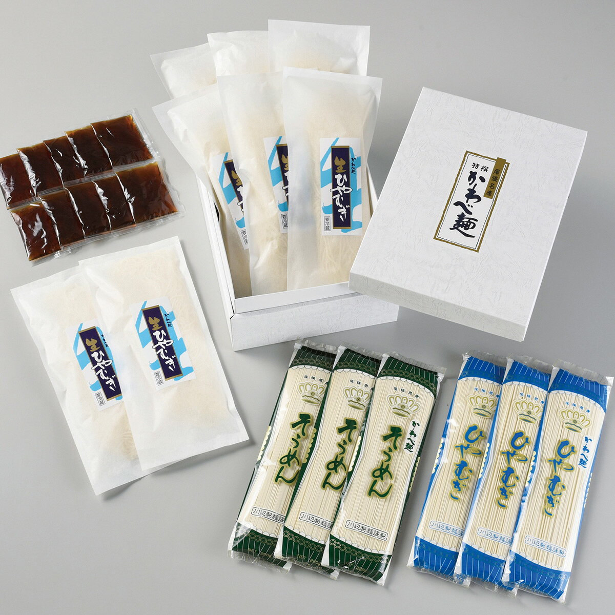 【ふるさと納税】かわべ麺 生ひやむぎ・乾麺・麺つゆ詰合せ 14袋セット 合計約3.8kg（生ひやむぎ8袋・乾麺ひやむぎ3袋・乾麺そうめん3袋）・麺つゆ30ml×10) | 食べ比べ お取り寄せ ギフト 詰め合わせ コシ のどごし 冷蔵 冷や麦 冷麦 素麺 国産 麺類 食品 愛知県 春日井市