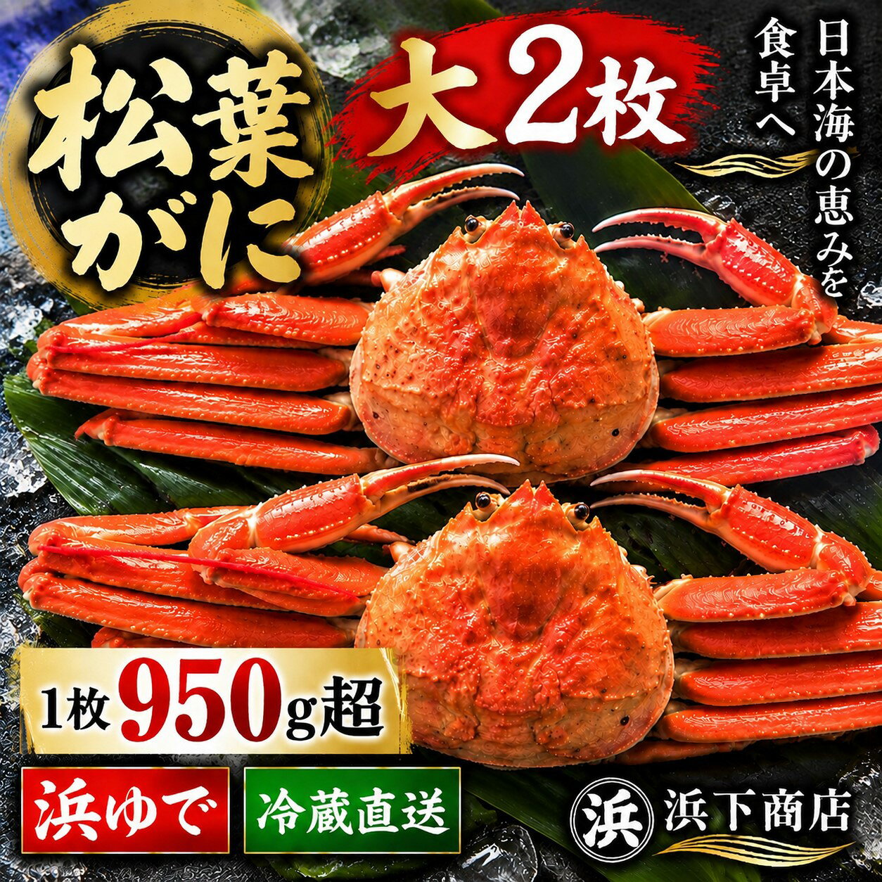 【ふるさと納税】 松葉ガニ 2枚 1枚 950g以上 600g以上 特大 タグ付き 浜ゆで | 蟹 かに 松葉蟹 浜下商店
