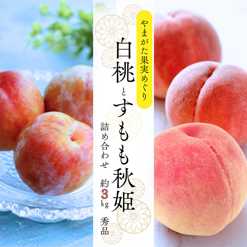 やまがた果実めぐり —白桃と秋姫— 約3kg 秀品【令和8年産先行予約】FS25-090