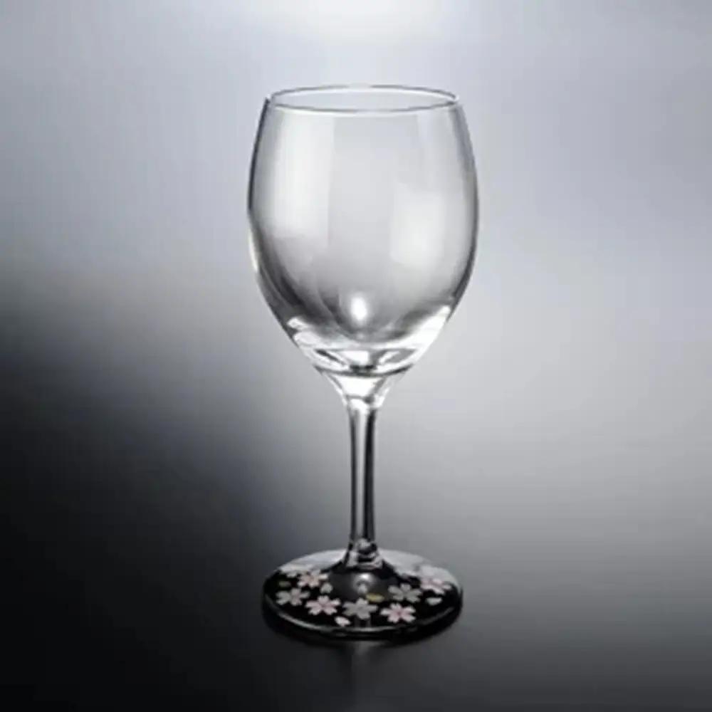 みよし漆器本舗 紀州塗り ぬりもん de Verre ワインカップ 蒔絵 桜 黒 300ml
