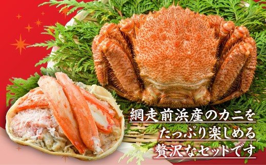 【数量限定】＜網走前浜産＞贅沢かにセット【活〆浜茹で毛がに 2尾(500~540g)・本ズワイガニ甲羅盛り2個(かに肉150g)】 ABAI054