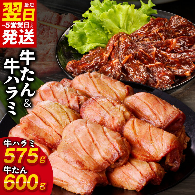 【ふるさと納税】牛タン 牛ハラミ 暴れ盛り 総量 1.175kg 小分け 牛肉 お肉 牛 塩タン タン ハラミ 焼き肉 BBQ 肉コンシェルジュ厳選 訳あり サイズ不揃い 最短 翌日発送 5営業日 大阪府 泉佐野市 冷凍 お取り寄せグルメ 肉の泉佐野