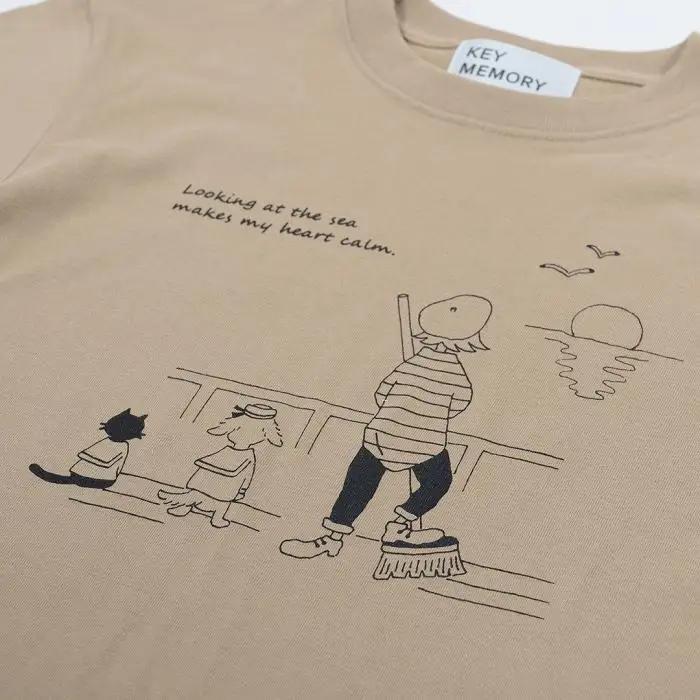 《2》【KEYMEMORY鎌倉】Sea heartイラストTシャツ BEIGE