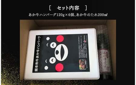＜ R8年熊本地震復興支援 ＞くまモンあか牛ハンバーグセット 120g×6個 あか牛のたれ200ml付き