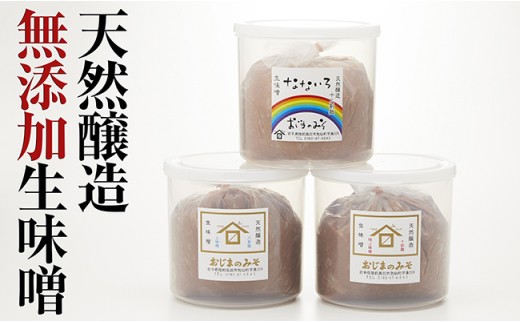 【100年老舗醸造店】 小島麹店　3種の天然醸造生味噌セット　天然醸造 手作り製法 無添加 陸前高田市
