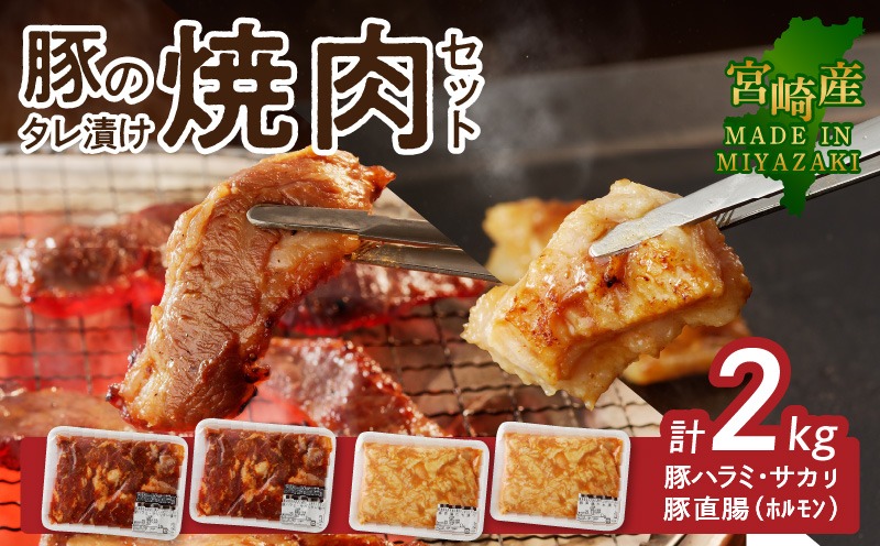 【宮崎産】豚ﾊﾗﾐ･ｻｶﾞﾘ ﾀﾚ漬け1kgと豚直腸(ﾎﾙﾓﾝ)ﾀﾚ漬け1kgのｾｯﾄ 計2kg N061-YB442