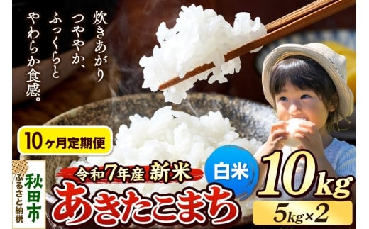 《令和7年産 新米先行受付》《定期便10ヶ月》 米 あきたこまち 10kg（5kg×2袋） 【白米】 秋田県産