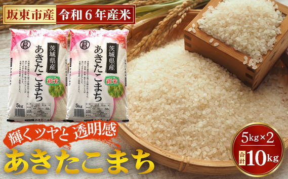 
No.771 令和6年産　あきたこまち10kg【坂東市産】 ／ 輝くツヤ 透明感 香り高い もちもち お米 茨城県 特産品
