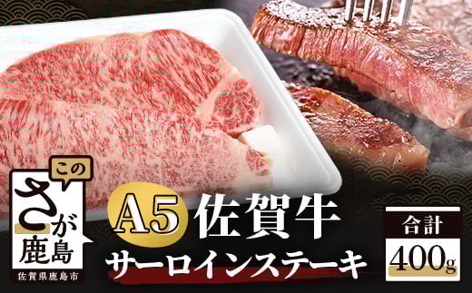 A5等級 佐賀牛 サーロイン ステーキ用 400g (2枚入) 黒毛和牛 和牛 牛肉 肉 ステーキ サーロインステーキ a5 佐賀県 鹿島市 D-174