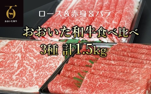 
            【新発売】A4ランク以上★おおいた和牛 黒毛和牛うす切り3種食べ比べ（約1.5㎏）
          