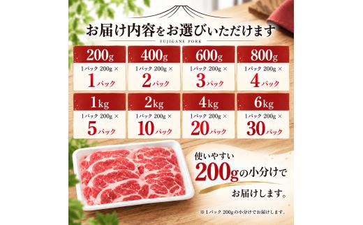 【訳あり】富士山麓の自然の恵み　山梨県のブランド豚!富士ヶ嶺ポーク豚肩ローススライス200g×20P　合計4kg