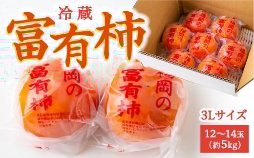 【先行予約】伊藤園 冷蔵富有柿 （3Lサイズ） 12玉から14玉 約5kg 【2025年12月中旬から12月下旬出荷予定】 ／ 富有柿 柿 果物 フルーツ くだもの うきは市