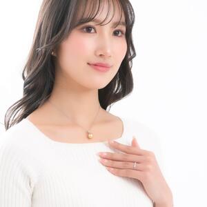 【星月夜】一粒 ゴールデンパール ダイヤモンド プラチナ ペンダント｜無調色 白蝶真珠（南洋真珠） 10mm PT900