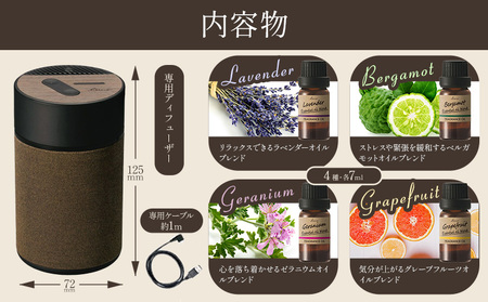 ルーノ噴霧式 ディフューザー 専用 天然ブレンドオイル 4種類 ＆ 噴霧式ディフューザーの スターター セット  株式会社カーメイト《90日以内に出荷予定(土日祝除く)》 茨城県 結城市 車 カー用品