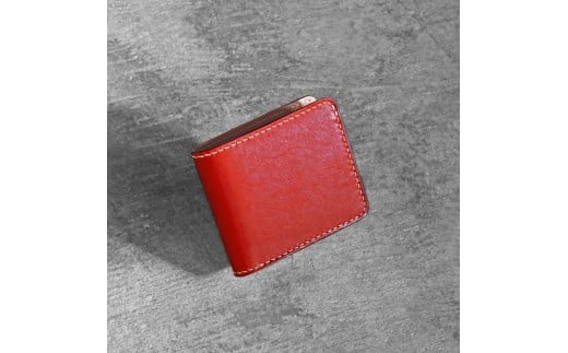 栃木レザー使用｜滑らか本革二つ折り財布｜Half wallet 01C｜レッド｜minca（全7色）