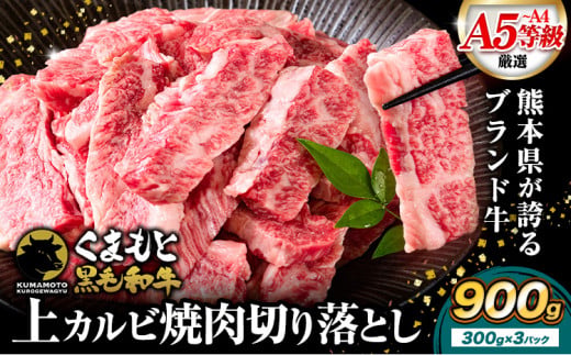 A4〜A5等級 黒毛和牛 切り落とし 上 カルビ 焼肉 切り落とし 900g《30日以内に出荷予定(土日祝除く)》くまもと黒毛和牛 熊本県 産山村 上カルビ 焼肉用 黒毛和牛 焼肉 肉 お肉 和牛 A5 A4 300g 小分け