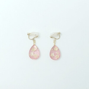 IKAZAKI WASHI JEWERLY しずくイヤリング「ピンク」桜柄／アクセサリー イヤリング ジュエリー 和紙 伝統工芸 内子町【株式会社五十崎社中】 [BKCN004]