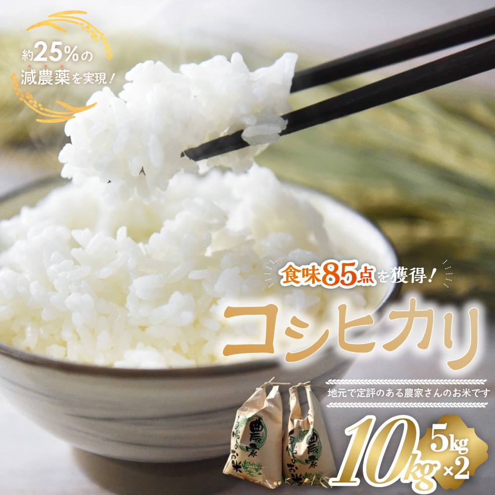 【令和7年産米】先行予約 食味85点を獲得！有機肥料で育てたコシヒカリ 10kg（5kg×2）減農薬 減農 こしひかり お米 米 こめ コメ 10キロ 5キロ 精米 令和7年度 先行 予約 三重県 多