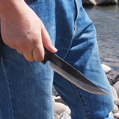 ふるさと納税 香美市 【土佐打刃物】アウトドアナイフ 黒打ち仕上げ ロープ巻き 刃渡り16cm |  | 02