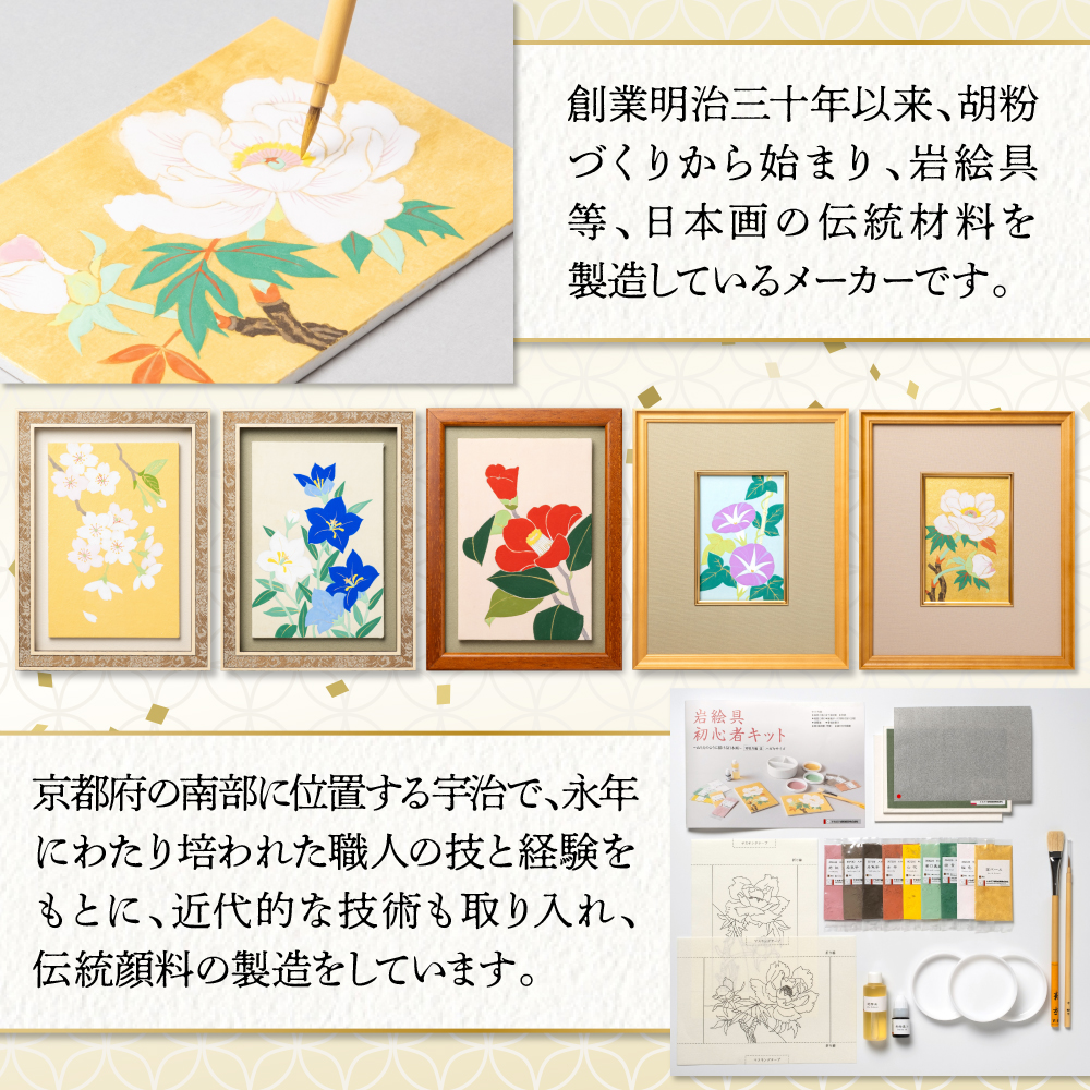 岩絵具初心者キット　桔梗編　日本画 セット キット 初心者 体験 岩絵具 絵具 筆　CK23