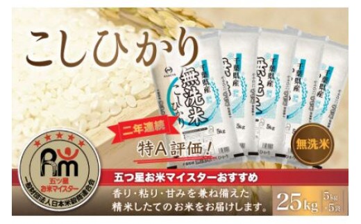 
										
										【新米】令和6年産 2年連続特A評価!千葉県産コシヒカリ25kg無洗米（5kg×5袋） ふるさと納税 無洗米 25kg 千葉県産 大網白里市 コシヒカリ お米 米 こめ 送料無料 E010
									