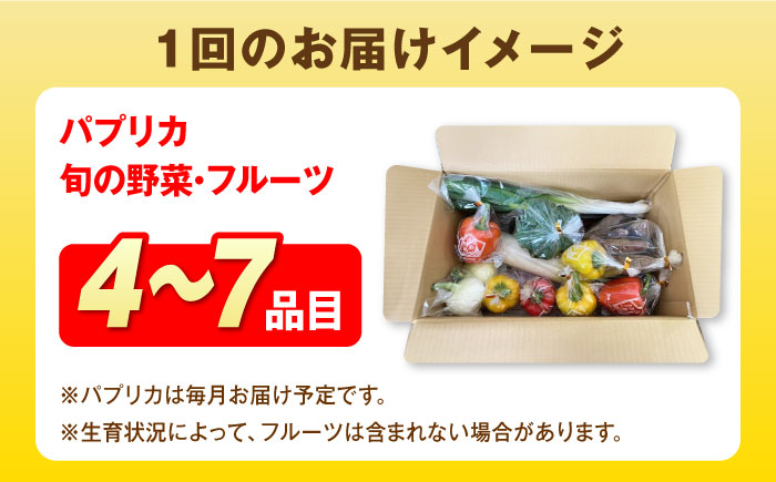 【全12回定期便】パプリカと旬の野菜・フルーツ詰め合わせ 五島市/HPIファーム [PCP014]