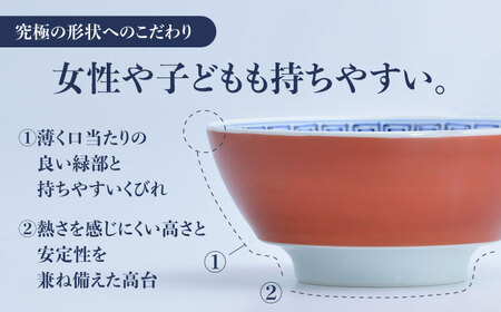 ＜有田焼＞究極のラーメン鉢レンゲセット 朱巻龍文  / 有田焼 贈答用  丼 ボウル 食器 / 佐賀県/株式会社まるぶん[41APCD021]