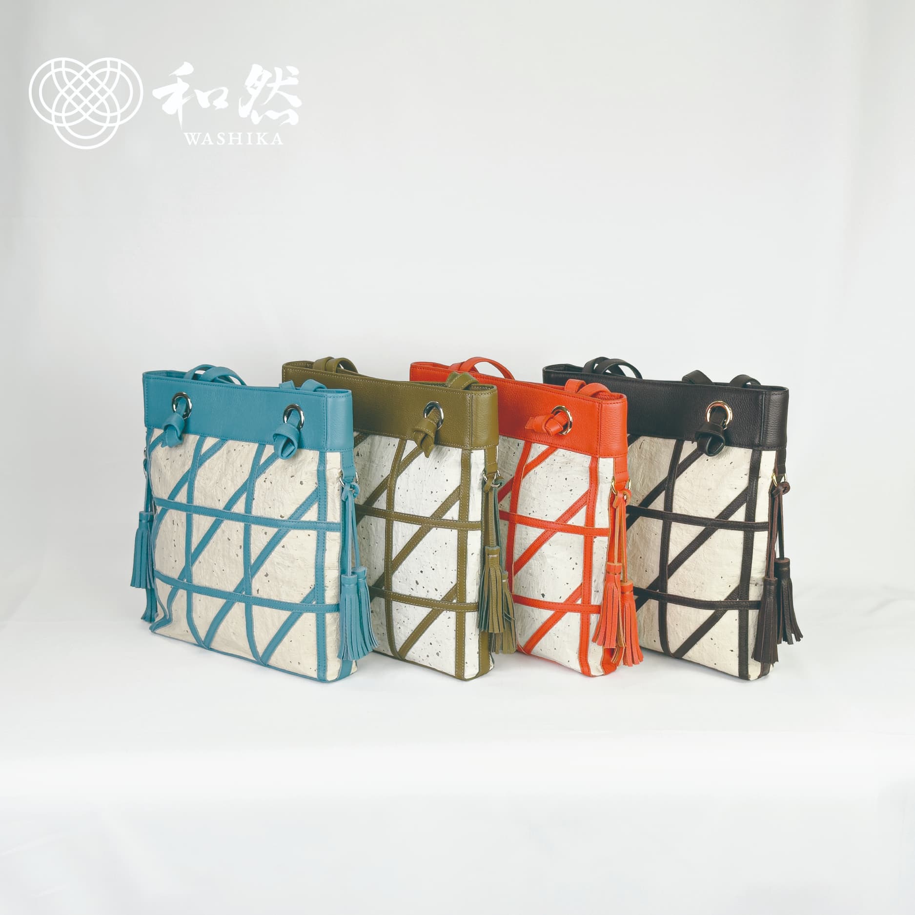 【ふるさと納税】 ≪選べるカラー≫【和然WASHIKA】幾何学模様 ショルダー バッグ 美濃の手漉き 和紙 × 本革 雫 カバン かばん 鞄 バッグ ファッション レディース 雑貨 和雑貨 TG 岐阜県 大垣市