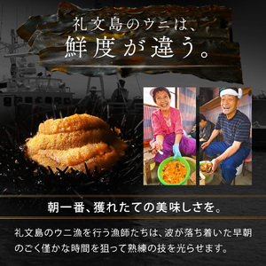 【日時指定不在日対応不可】北海道 礼文島産 産地直送 鮮度抜群 塩水 生キタムラサキウニ 90g×1パック