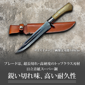 晶之作 土佐剣鉈 240 青スーパー鋼 磨 樫柄 ステンツバ | ナイフ アウトドアナイフ 狩猟 刃物 南国市