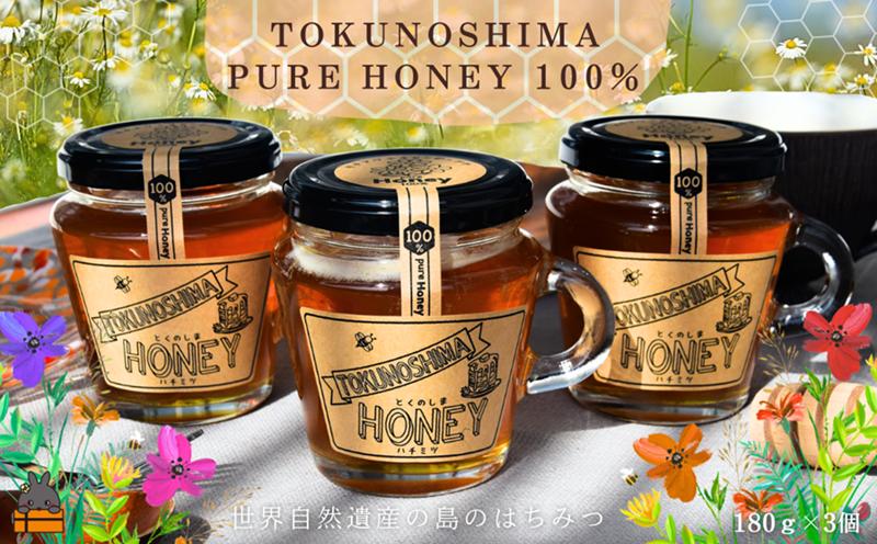 世界自然遺産の島から TOKUNOSHIMAの純粋ハチミツ（180g×3個） （ はちみつ 奄美 徳之島 鹿児島 調味料 宝果樹園 ）