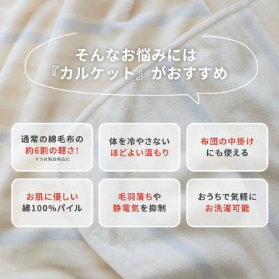 ふるさと納税 泉大津市 ふんわり軽くてあったかい。VK402‐6　日本製　軽(カル)コットンケット　アイスブルーストライプ色 |  | 03