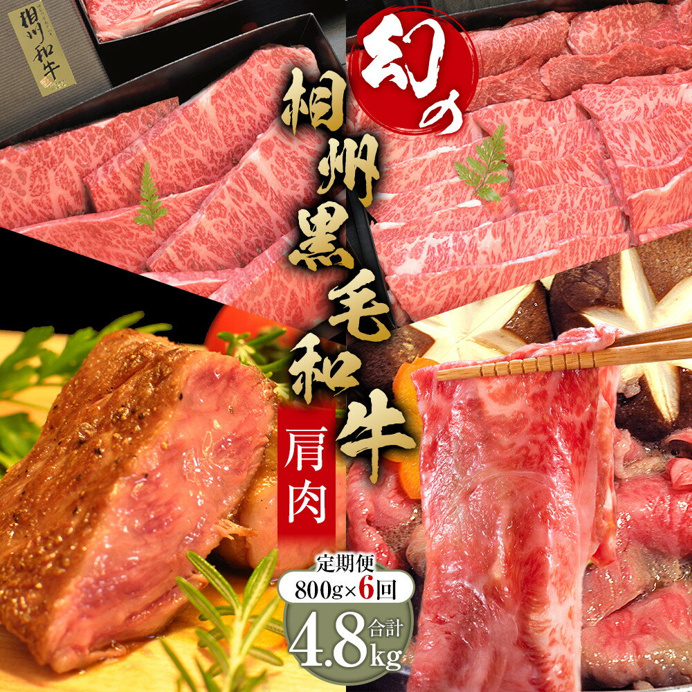 【ふるさと納税】牛肉 定期便 6回 幻の相州黒毛和牛肩肉 800g×6回 計4.8kg【相州黒毛和牛 相州牛 幻の牛肉 極上の旨味と風味 キメ細かな上質の脂 様々な料理に ブランド牛 ブランド牛肉 神奈川特産品 神奈川県 小田原市 】