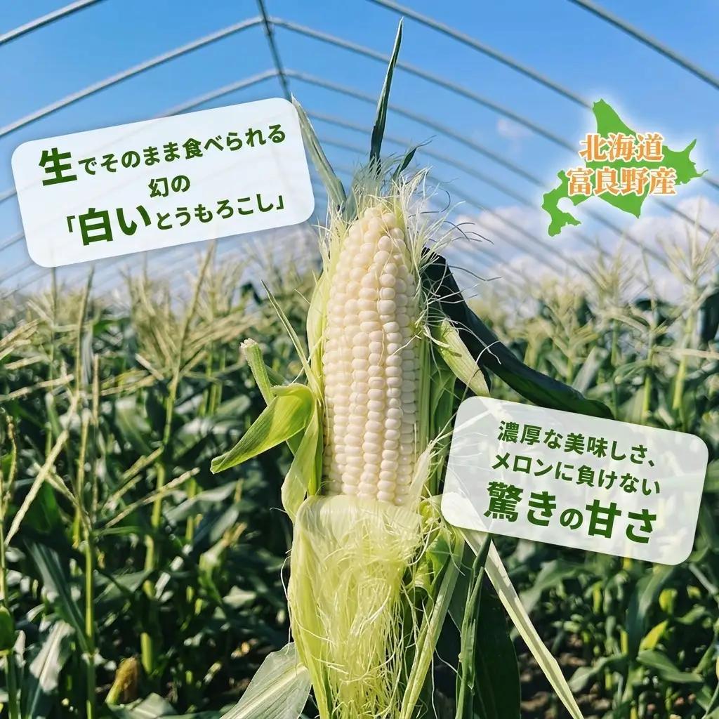 とうもろこし ホワイトショコラ 白い 露地栽培 富良野産【2Lサイズ 10本】