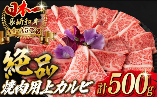 
焼肉 上 カルビ 500g 長崎和牛 A4～A5ランク 【野中精肉店】 [VF09] 肉 牛肉 カルビ 焼き肉 キャンプ BBQ バーベキュー
