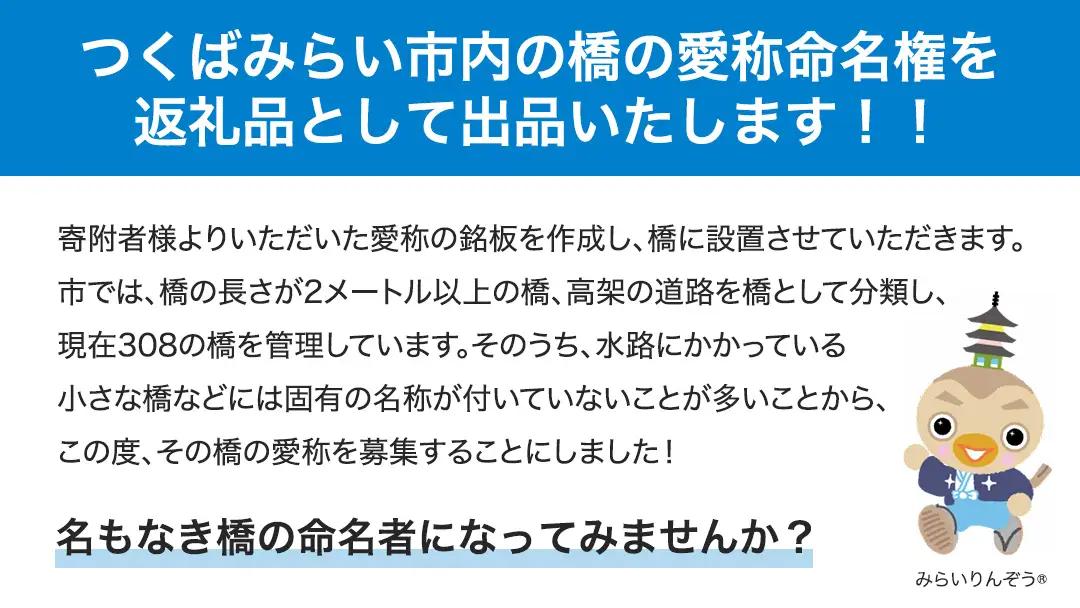 つくばみらい市 橋の愛称 命名権 （橋長10m以上）