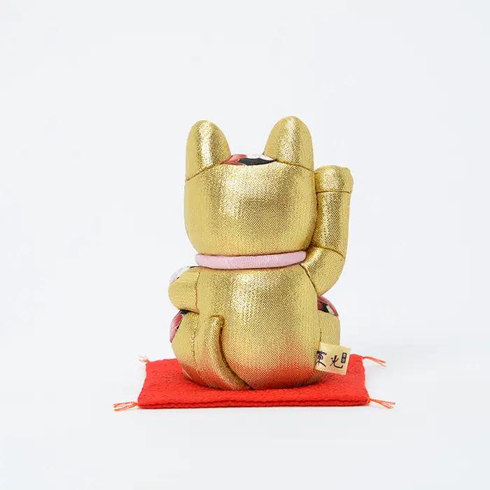 木目込人形（招き猫・風水（中）金） | まねきねこ 猫 飾り物 人形 置物 ちりめん 伝統工芸 縁起 開運招福 千客万来 商売繁盛 金運 インテリア プレゼント 雑貨 可愛い 柿沼東光 クールジャパン