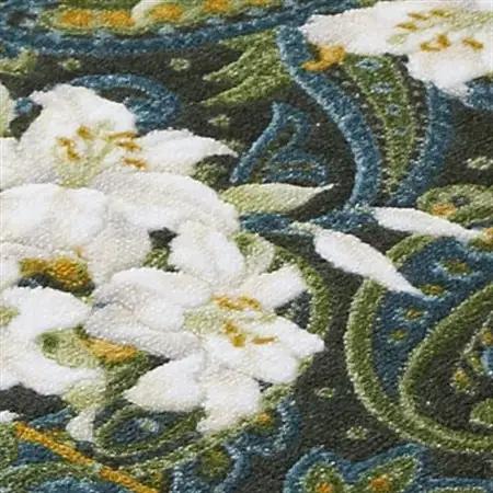 日本製 廊下カーペット 65cm×340cm 【ユリ柄】 滑り止め加工 (グリーン)【1264336】