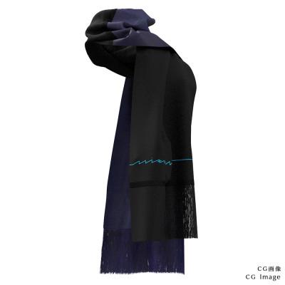 ふるさと納税 白山市 【牛首紬×MIZEN】KIMONOニット ロゴスカーフ - 牛首紬　ランダムタテ絣降らし雨「勝」 |  | 01