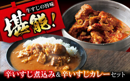 辛いすじカレー＆辛いすじ煮込みセット 温めるだけ 人気 ギフト 贈答 簡単調理 カレー カレーライス 牛筋 牛スジカレー レトルト レトルトカレー 大阪府高槻市/SCYグループ株式会社[AOEG005]