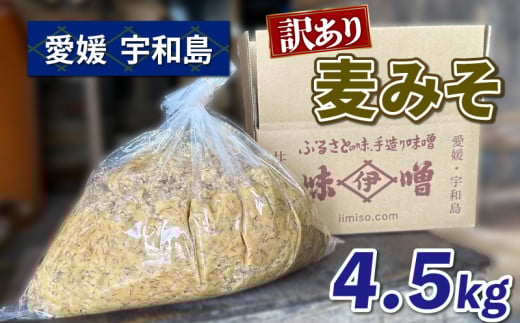 訳あり 味噌 麦みそ  約4.5kg 井伊商店 全麦麹味噌 天然醸造 非加熱 生味噌 麦みそ みそ 麦味噌 食品 miso お味噌 おみそ 発酵 発酵食品 加工食品 おすそ分け 発酵調味料 調味料 国内産原材料使用 麦 麹 こうじ 味噌汁 みそ汁 お味噌汁 豚汁 汁 味噌 数量限定 国内産 国産 愛媛 宇和島 J010-108002