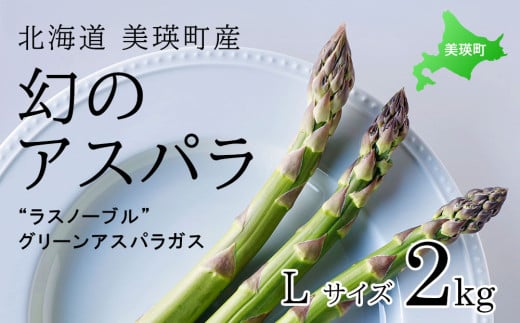 【先行予約】 幻のアスパラ Lサイズ 2kg ラスノーブル <令和7年産 > 北海道 美瑛町 本山農場 グリーンアスパラ  | グリーン アスパラガス アスパラ あすぱら あすぱらがす 採れたて 新鮮 旬 産地直送 野菜[018-47]