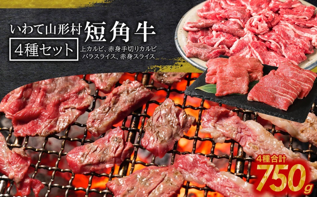
                  ★７日以内発送！発送月も選べる！山形村短角牛4種計750gセット（冷凍：上カルビ200g、赤身手切りカルビ150g、バラスライス200g、赤身スライス200g）いわて 山形村 短角牛 牛肉 牛 赤身 セット 国産飼料 100％ 希少 貴重 数量限定 人気 BBQ 焼肉 アウトドア パック
                