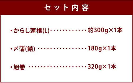 からし蓮根と熊本の蒲鉾セット 計800g 旭巻 〆蒲 かまぼこ 蒲鉾