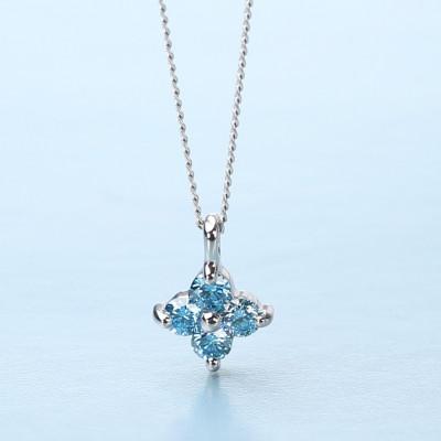 ふるさと納税 大津市 【プラチナ900 ラボブルーダイヤモンドネックレス】0.132ct 静かに神秘的に咲く花 ペンダント