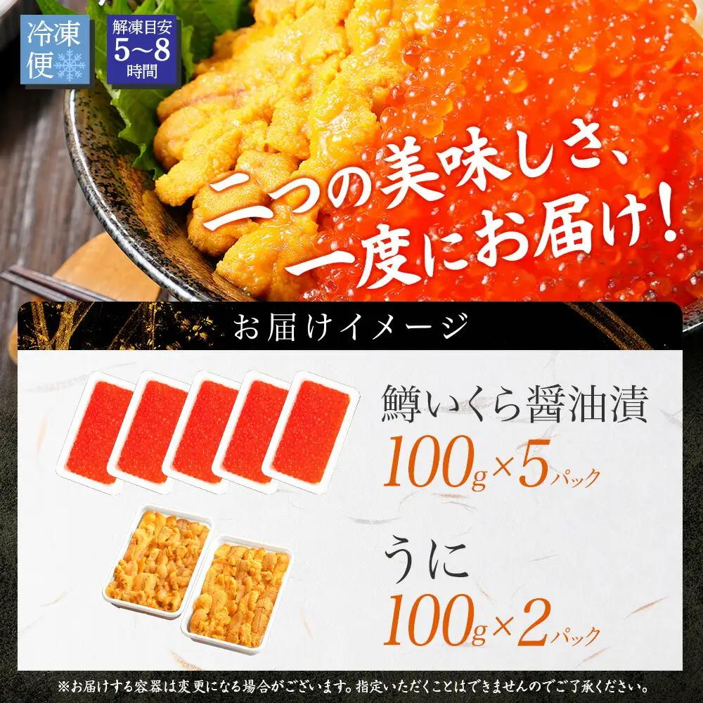 2種 海鮮丼 鱒 いくら醤油漬け 100g×5 約5-6人前 ウニ チリ産 雲丹 うに 100g×2 セット いくら イクラ いくら醤油 魚卵 ます マス 海鮮 送料無料 北海道 弟子屈町 3617