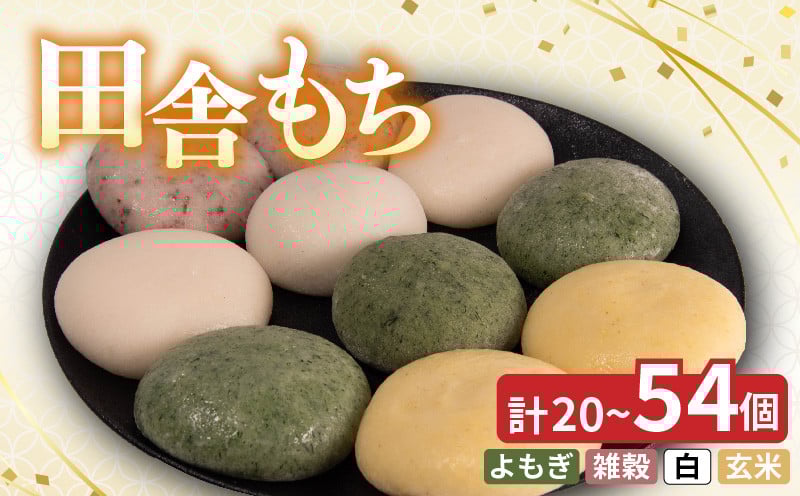 
            和菓子 もち 田舎もち 徳島県産 米粉 100％ 選べる 20個 ～ 54個 ( よもぎ しろもち 雑穀 玄米 ) 冷凍 あんこ セット スイーツ デザート 徳島県 三好市 おやつ 餅 まんじゅう お子様にも 人気 年末年始 歳暮 中元 御祝 ギフト プレゼント 女性 大容量
          