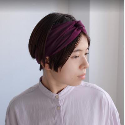 ふるさと納税 葛飾区 創業120年余!丸枡染色のpurple/アップサイクルなヘアターバンSOLID　東京葛飾区柴又