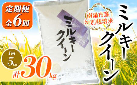 【金賞受賞農家】 《定期便6回》 令和7年産 特別栽培米 ミルキークイーン 5kg×6か月 『あおきライスファーム』 山形南陽産 米 白米 精米 ご飯 農家直送 山形県 南陽市 [1614]