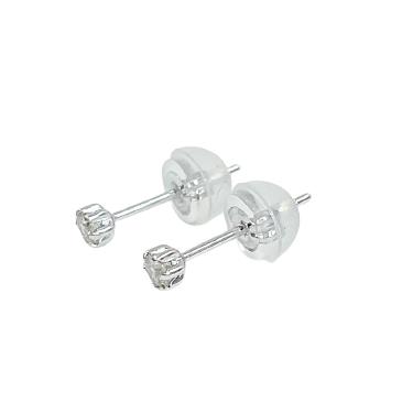 １０金ホワイトゴールド製 ダイヤモンド １粒 スタッドピアス Total 0.10ct 【1449553】